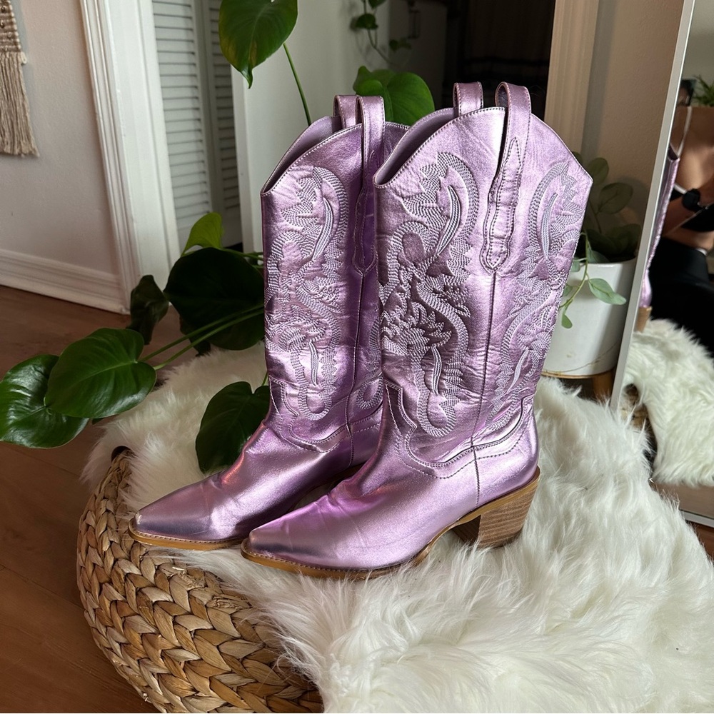 Metallic Lavender Western Boots 7